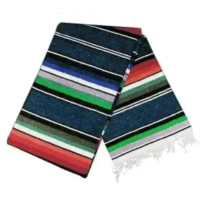 100% Cotton Blue Pastel Serape Mexican Blanket