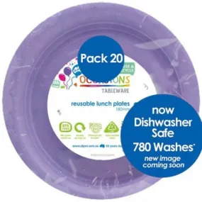 20 Pack Lavender Reusable Lunch Plates - 18cm