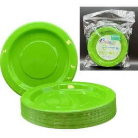 20 Pack Lime Reusable Lunch Plates - 18cm