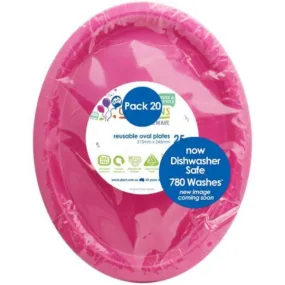 20 Pack Magenta Reusable Oval Plates - 31.5cm x 24.5cm