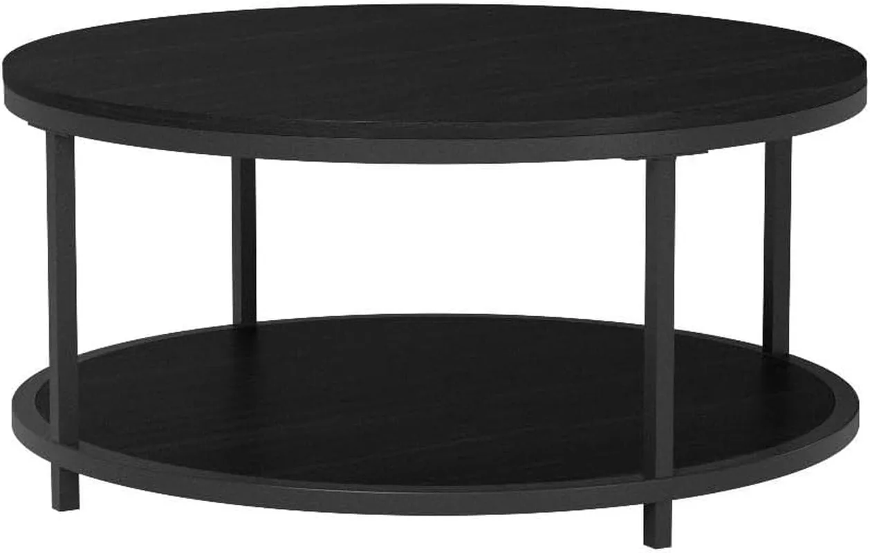 36 Inches round Coffee Table, Rustic Wooden Surface Top & Sturdy Metal Legs Industrial