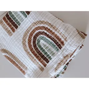 4 Layered Organic Muslin Blanket Rainbows