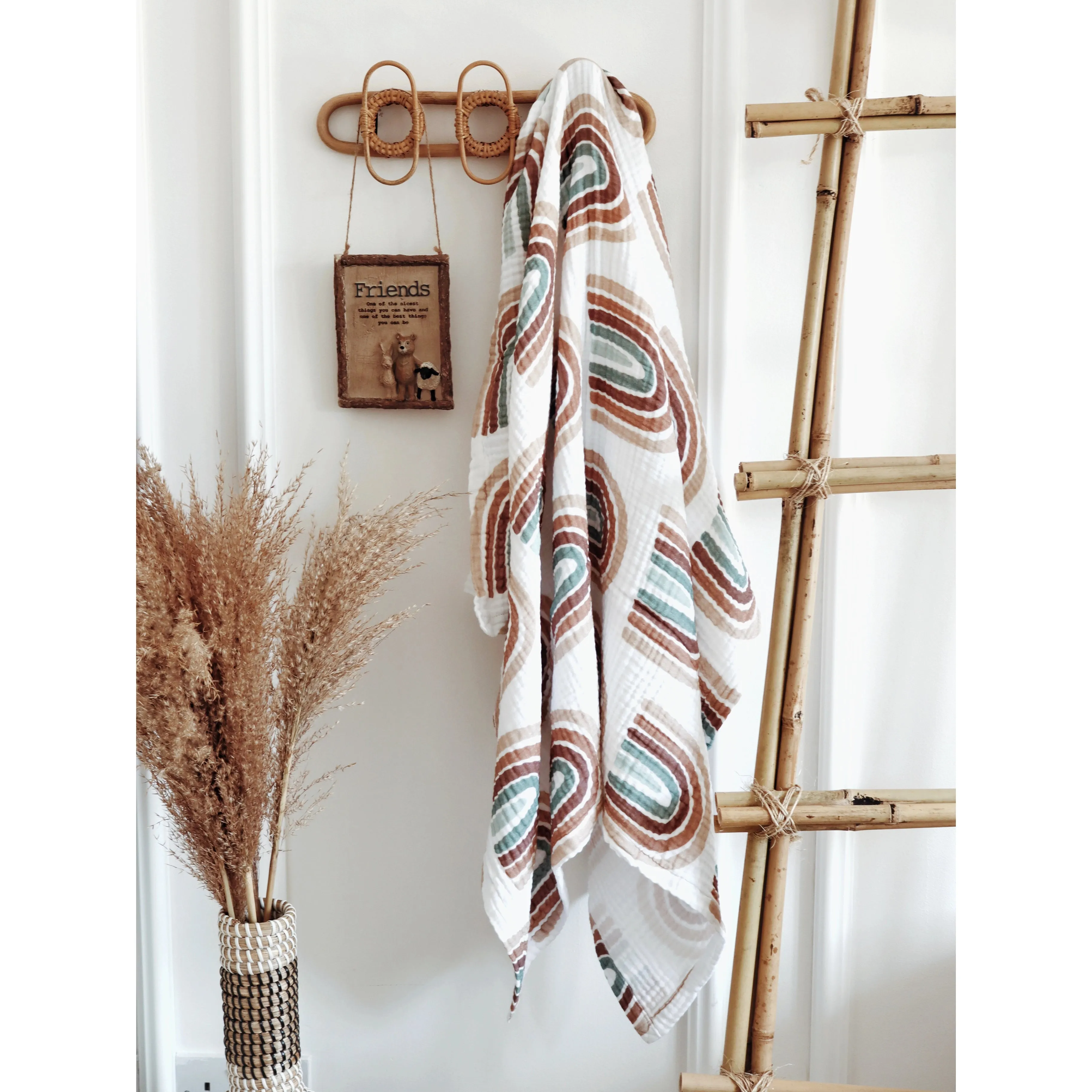 4 Layered Organic Muslin Blanket Rainbows