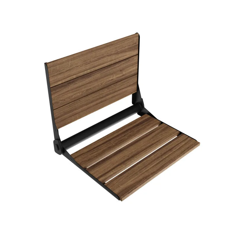 ANZZI Saxon 17 in. Teak Wall Mounted Folding Shower Seat