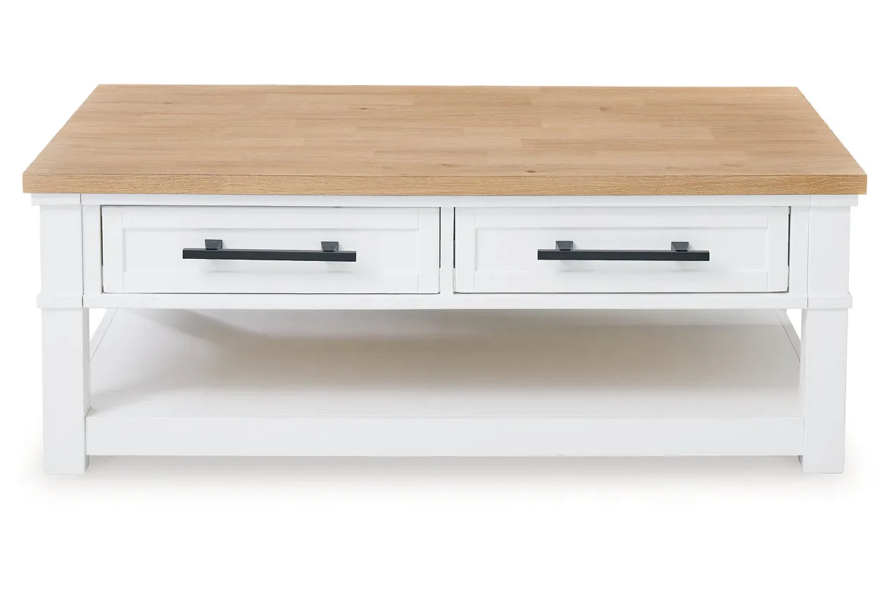 Ashbryn White/Natural Coffee Table and 2 End Tables