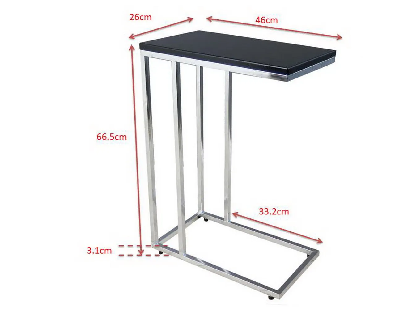 Bellini C Shaped Table/ Sofa Side Table-Black