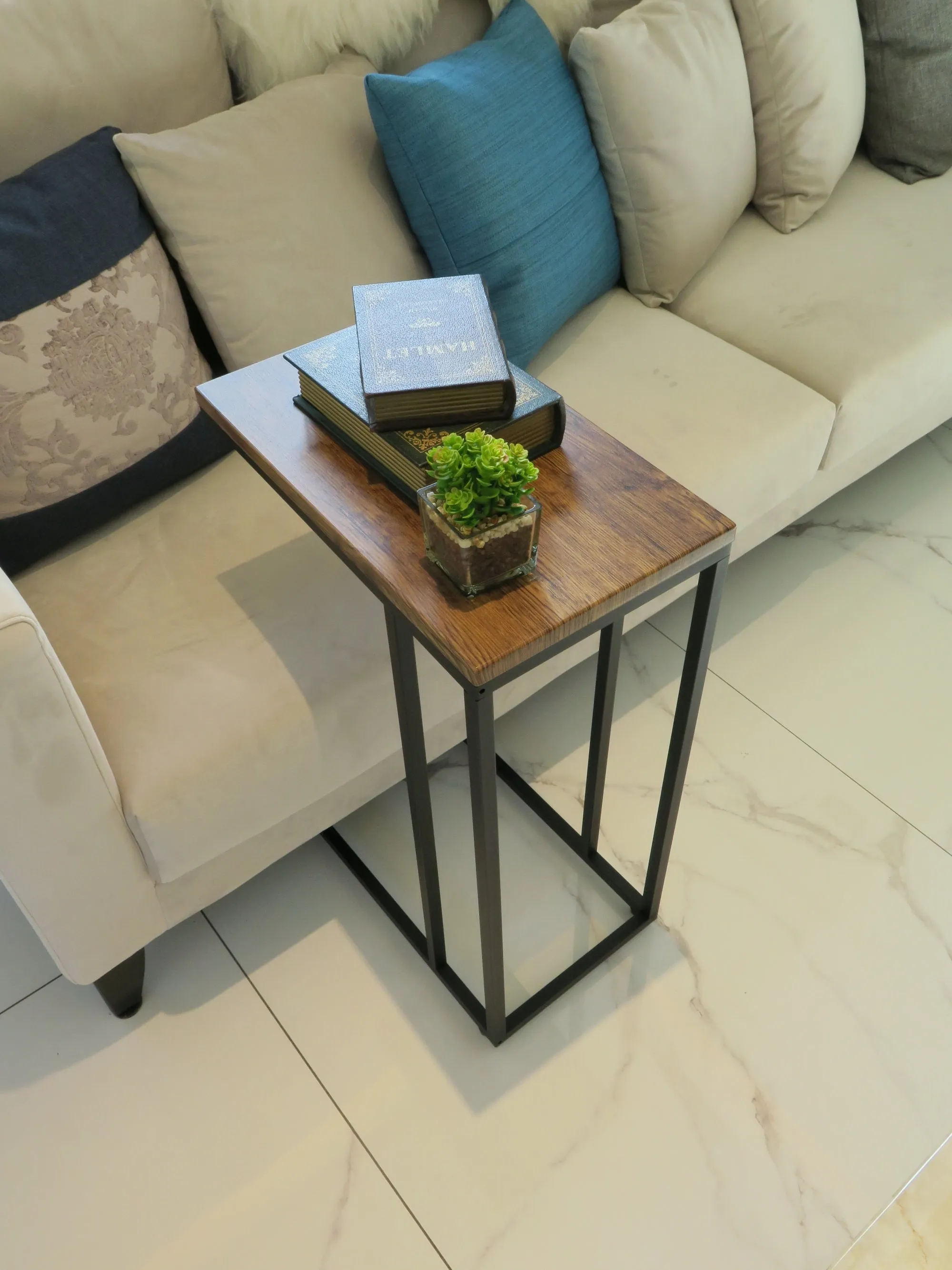 Bellini C Shaped Table/ Sofa Side Table (Vintage/Black)