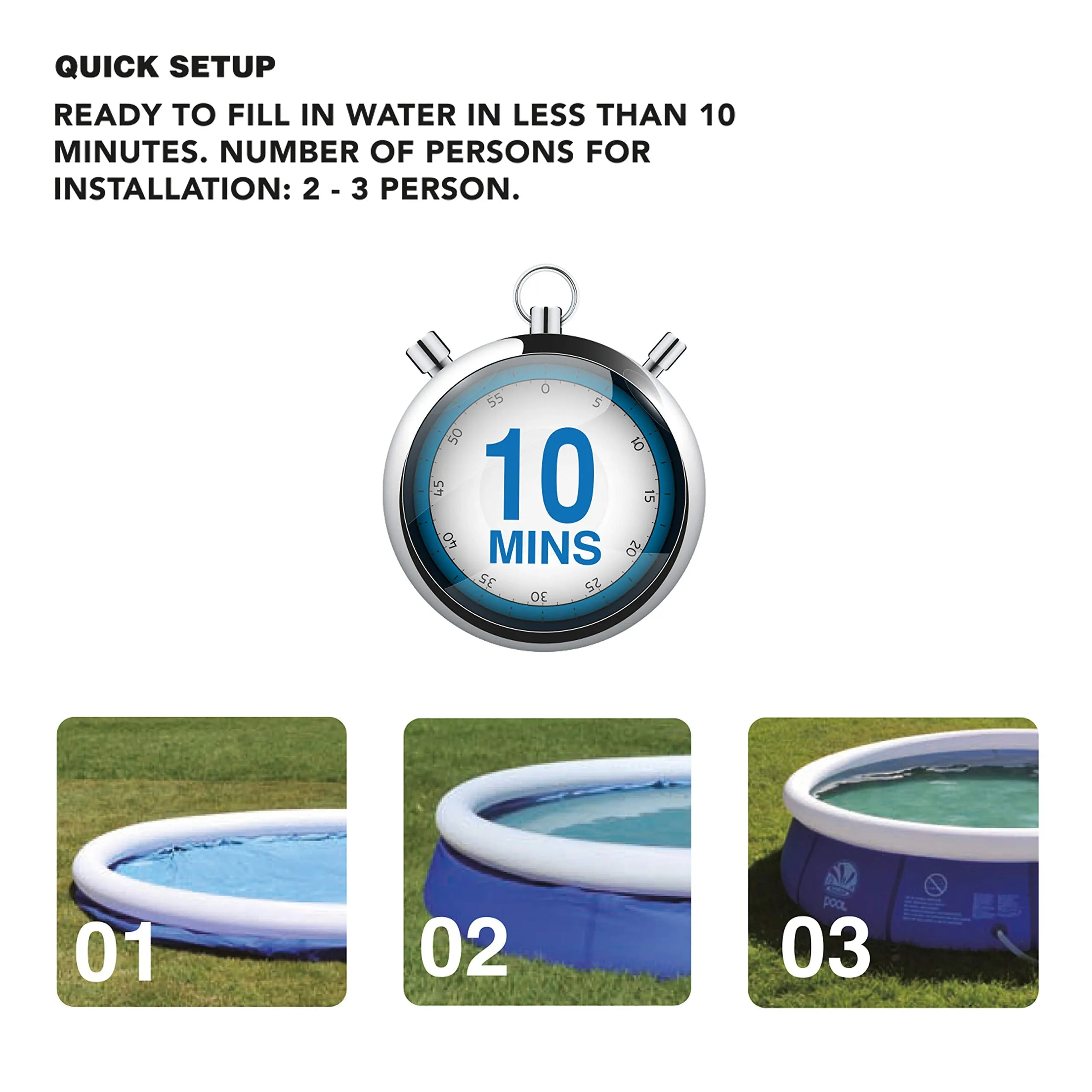 BENROSS Avenli 83270 8ft Diameter Inflatable Family Pool/Easy Setup & Drainage / 2074 Litre Capacity/Durable 3 Ply Sidewalls/Simple Safe Filtration/Blue Colour.,