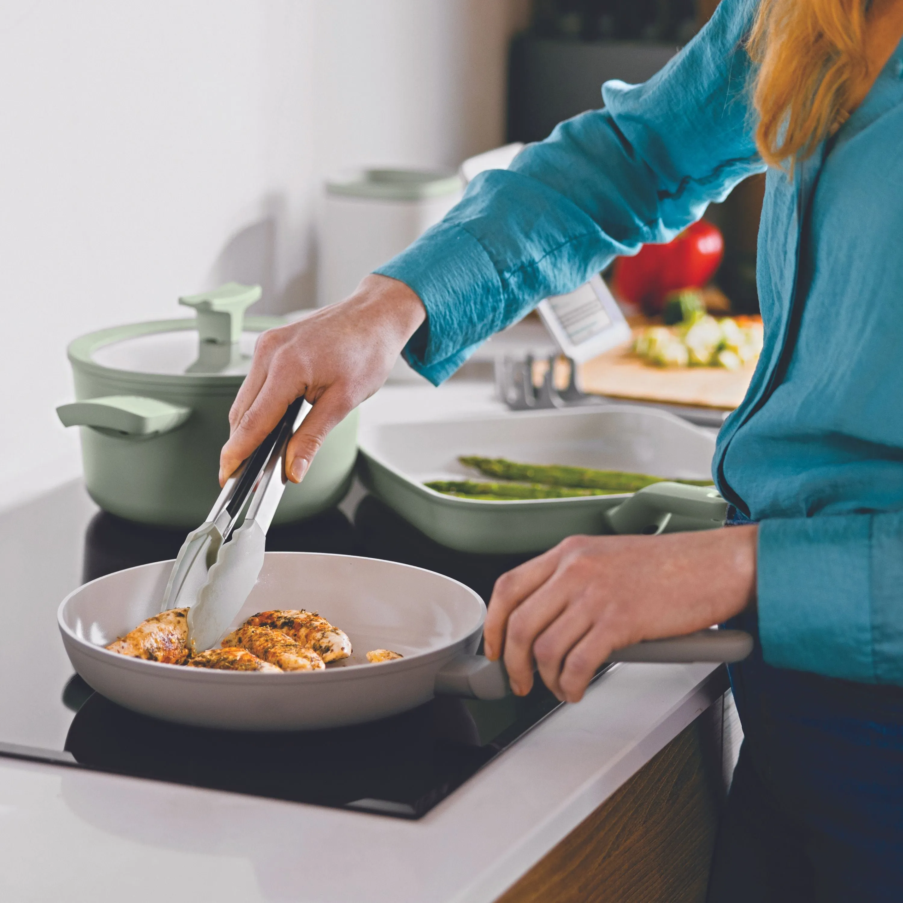 BergHOFF Balance Nonstick Ceramic Frying Pan 12.5", Recycled Aluminum, Moonmist