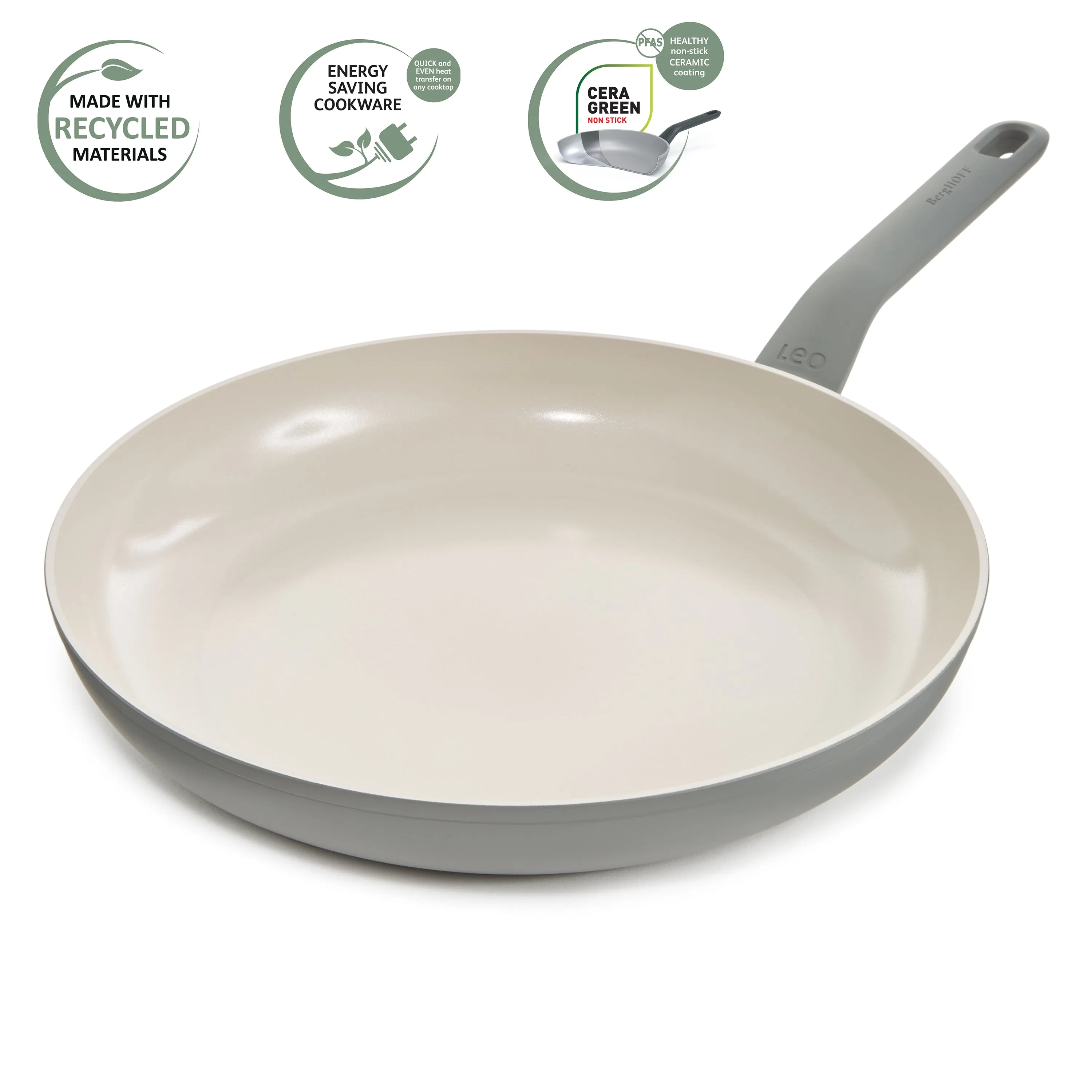 BergHOFF Balance Nonstick Ceramic Frying Pan 12.5", Recycled Aluminum, Moonmist