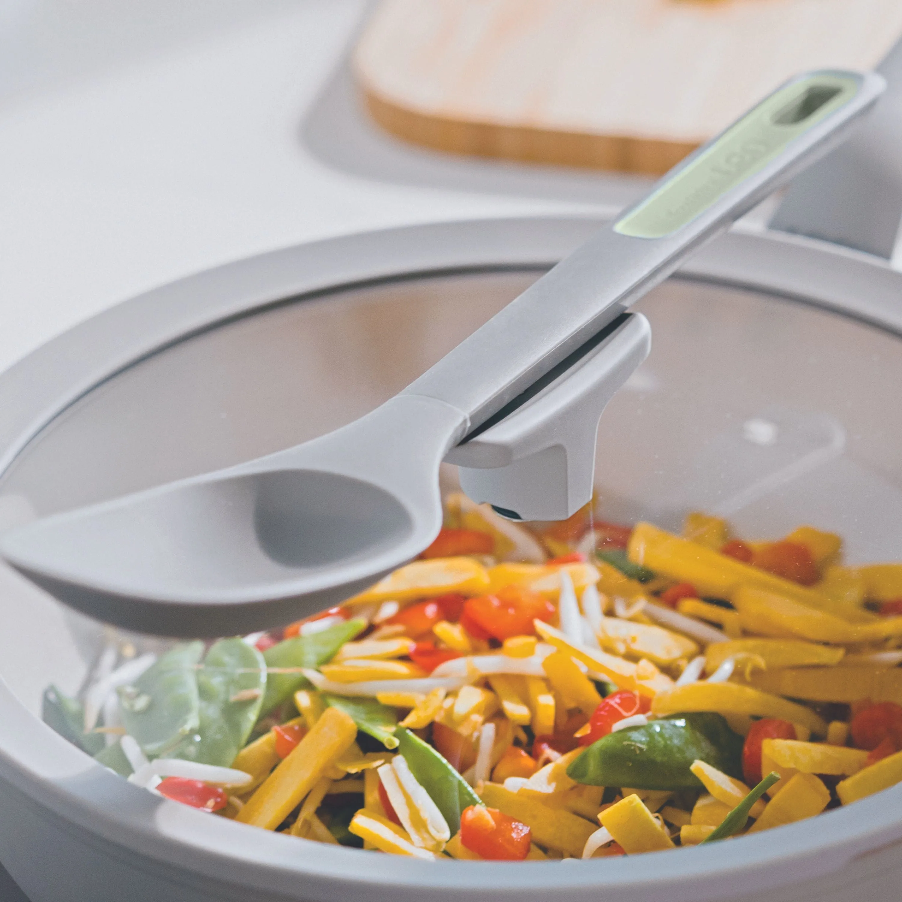 BergHOFF Balance Nonstick Ceramic Sauté Pan (Long Handle) 10.25", 3.1qt. With Glass Lid, Recycled Aluminum, Moonmist