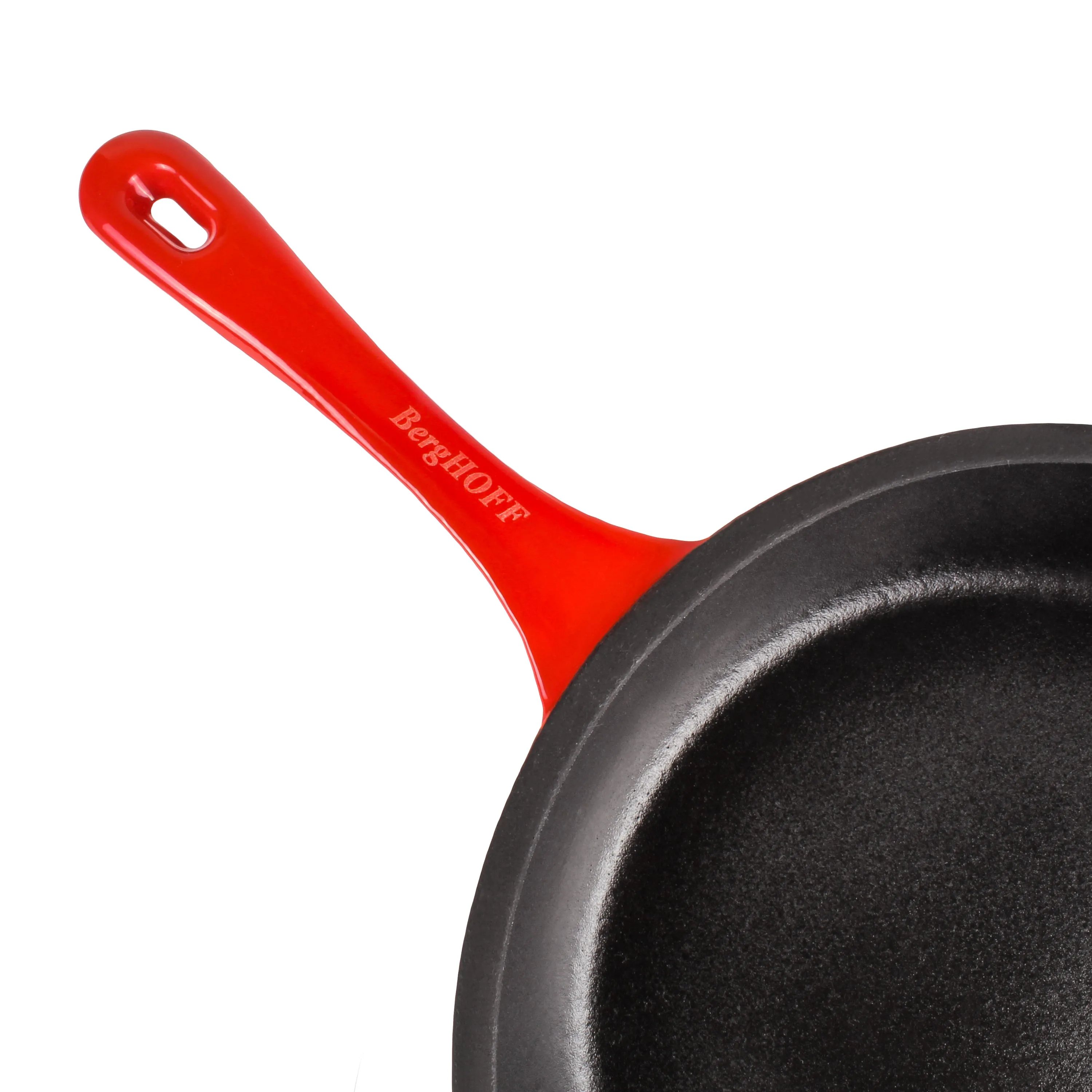 BergHOFF Neo 2pc Cast Iron 10" Fry Pan with Steak Press, Red