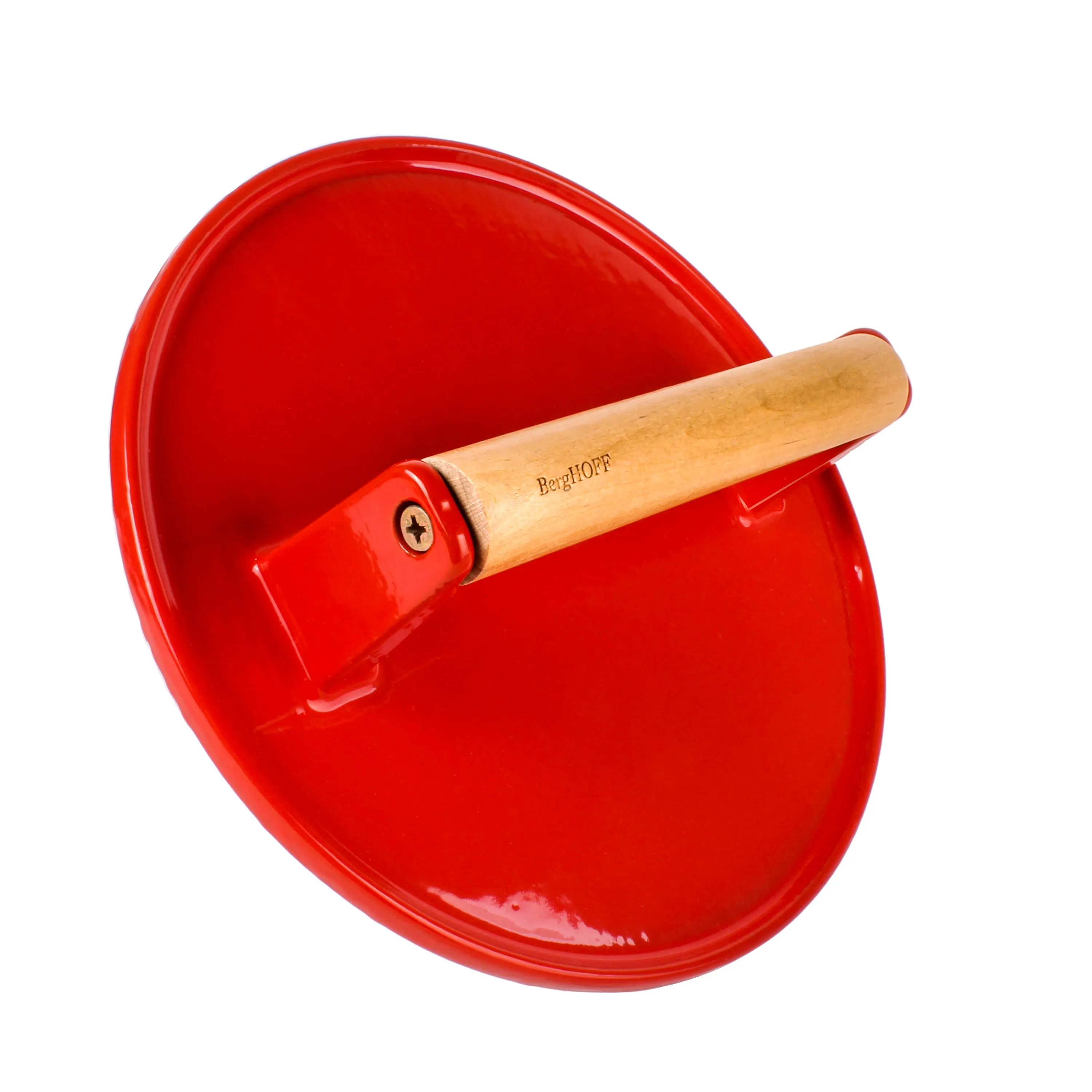 BergHOFF Neo 2pc Cast Iron 10" Fry Pan with Steak Press, Red