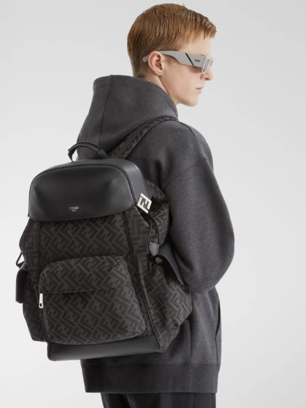 Black FF Jacquard Fendi Drive Backpack