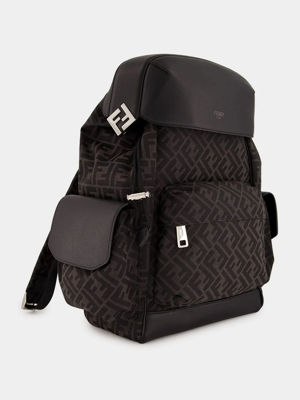 Black FF Jacquard Fendi Drive Backpack
