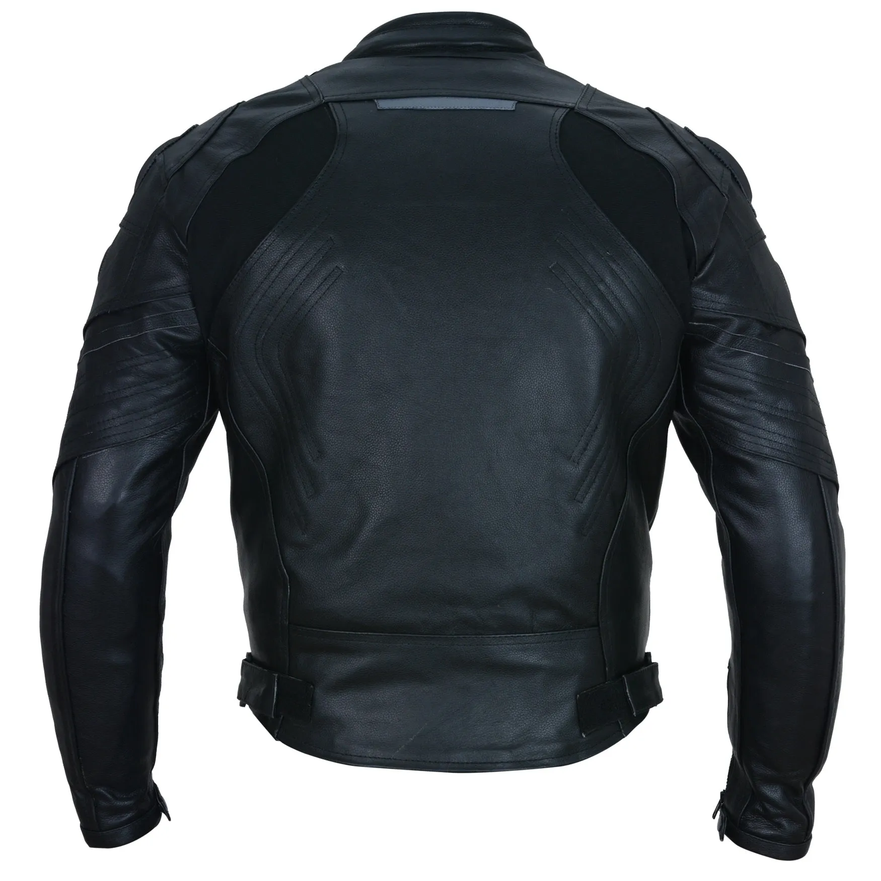 Black Leather Motorcycle Jacket - Protective Armor Leather Biker Moto Jacket Men