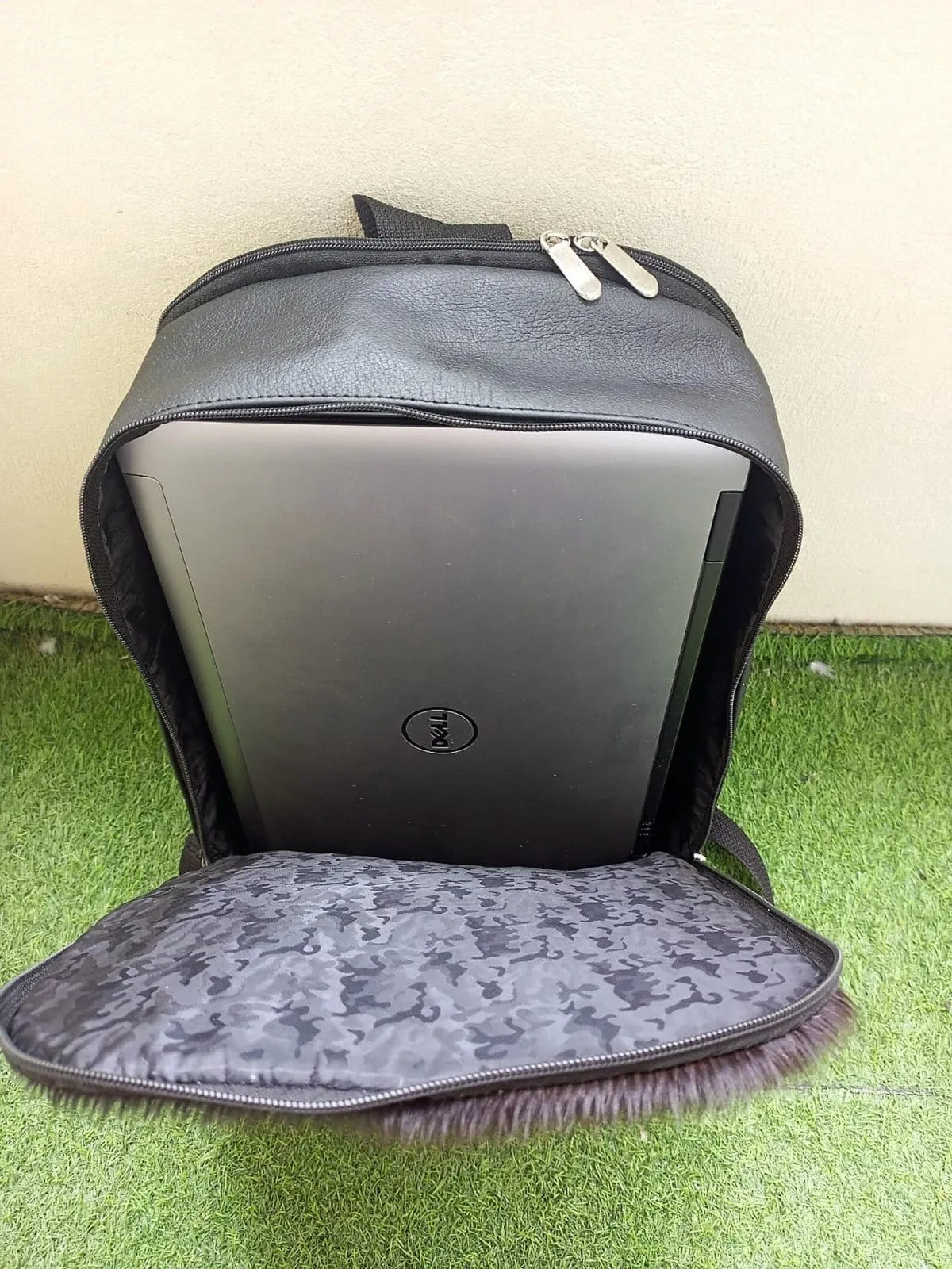 Black White Cowhide Fur Office Backpack