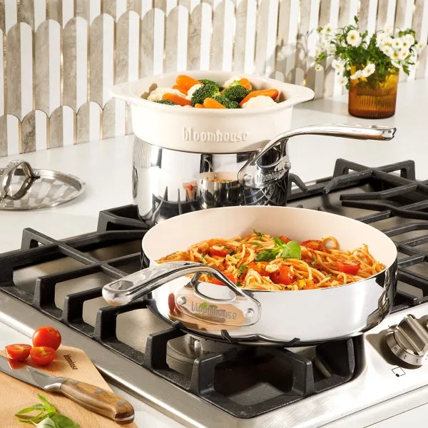 Bloomhouse 4-Piece Tri-Ply Stainless Steel Starter Cookware Set