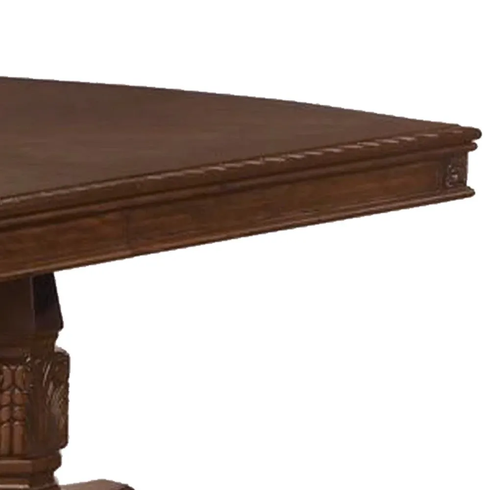 Caly 108 Inch Dining Table, Rectangular Top, Classical Wood Frame, Brown By Casagear Home