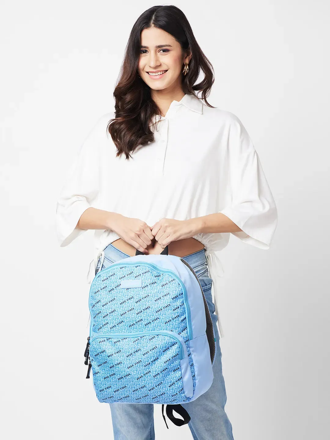 Caprese Zoe Fashion  Backpack Large Light Blue