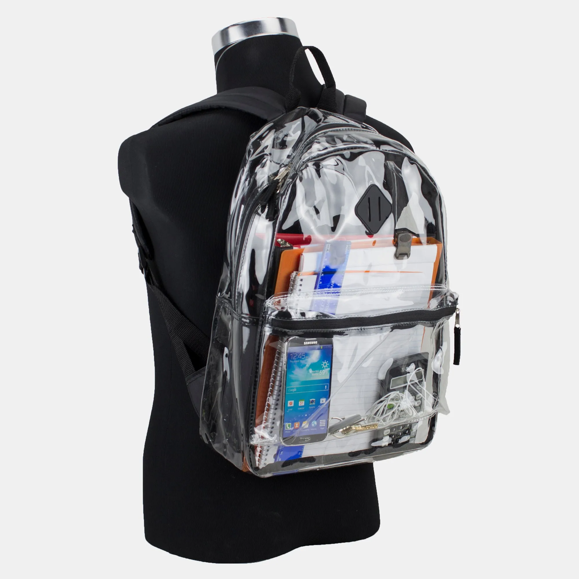 Clear PVC Backpack with Front Diamond Lash Tab and Colorful Adjustable Padded Straps