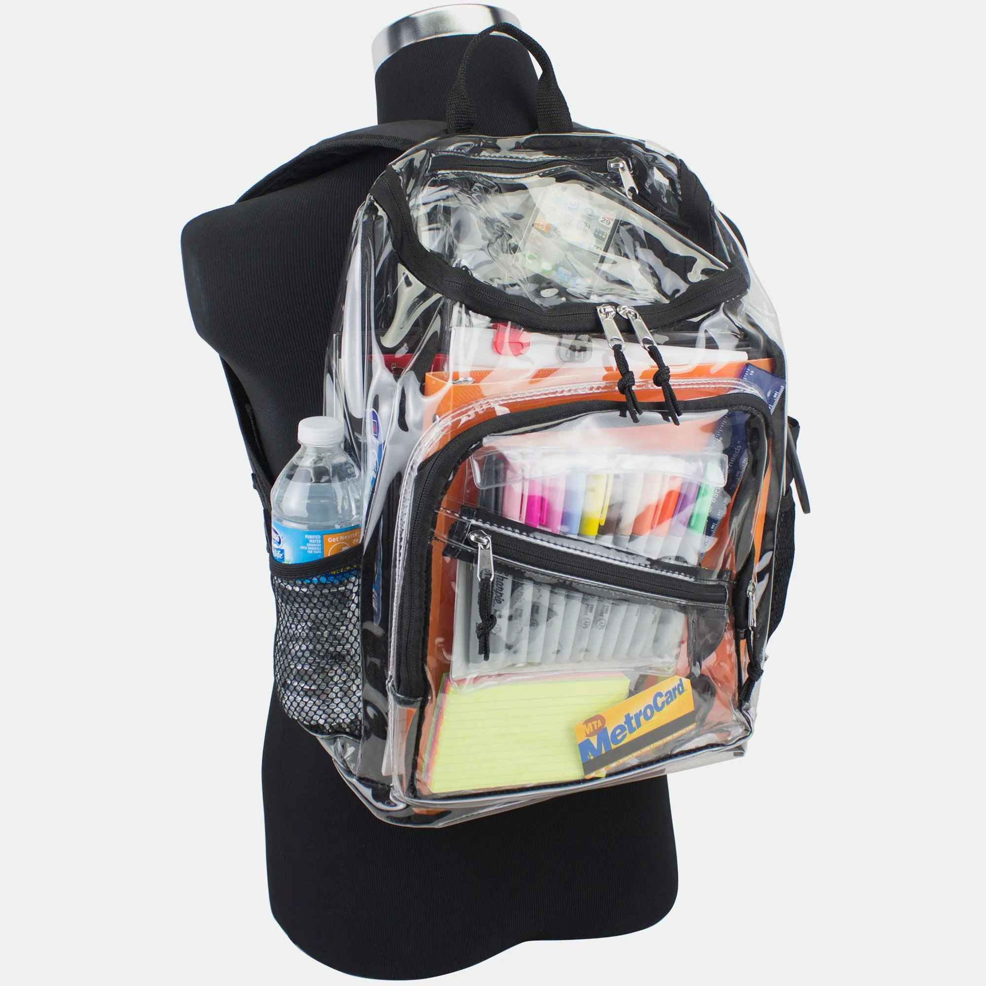 Clear Stadium Approved Top Loader Backpack with Adjustable Colorful Straps