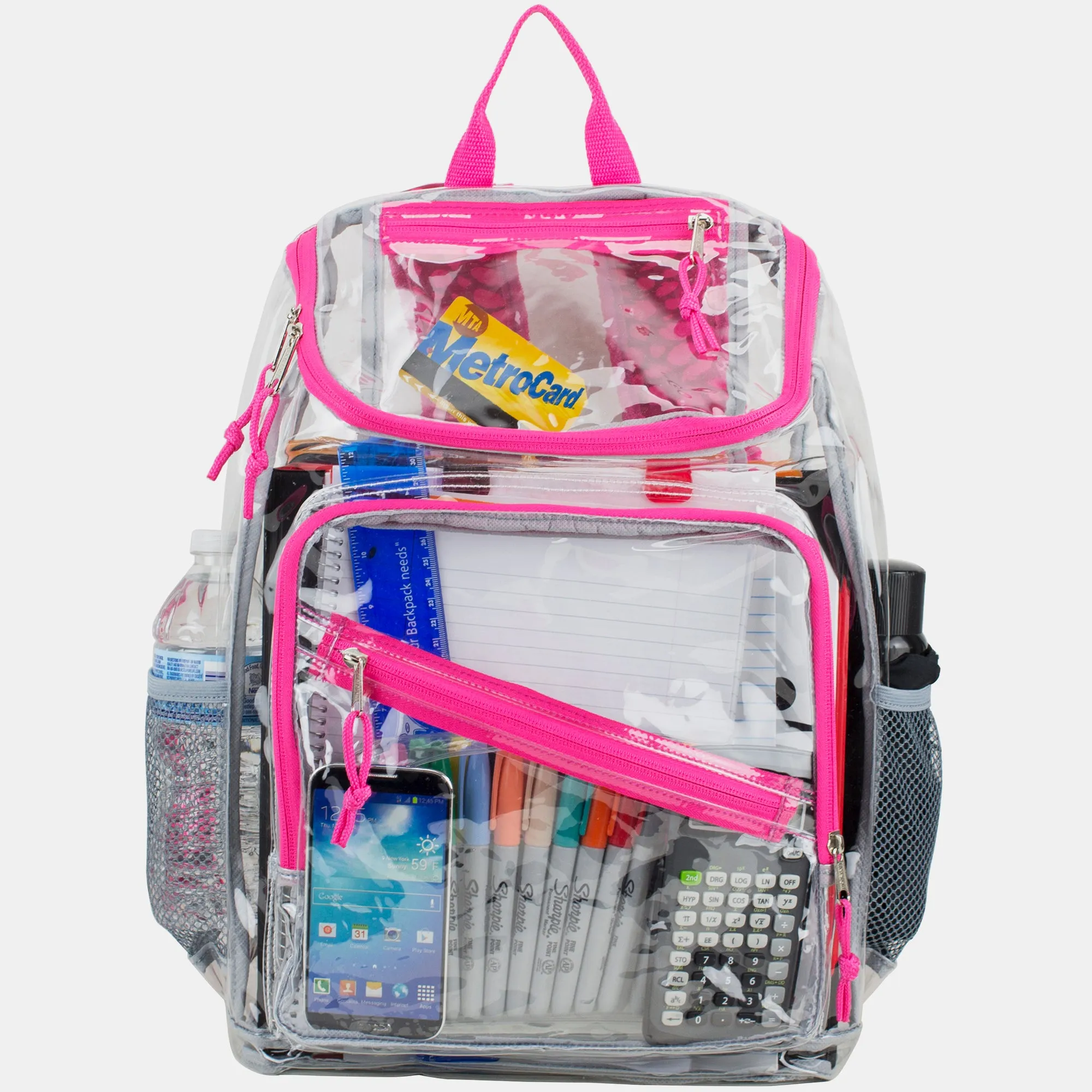 Clear Stadium Approved Top Loader Backpack with Adjustable Colorful Straps