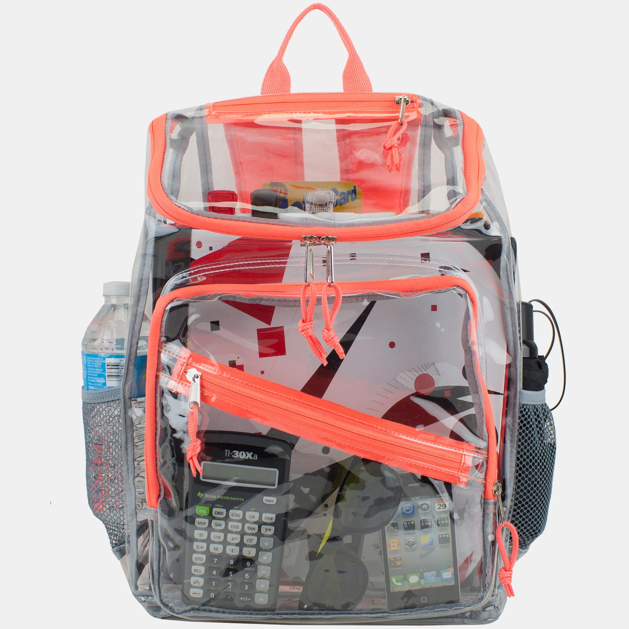 Clear Stadium Approved Top Loader Backpack with Adjustable Colorful Straps