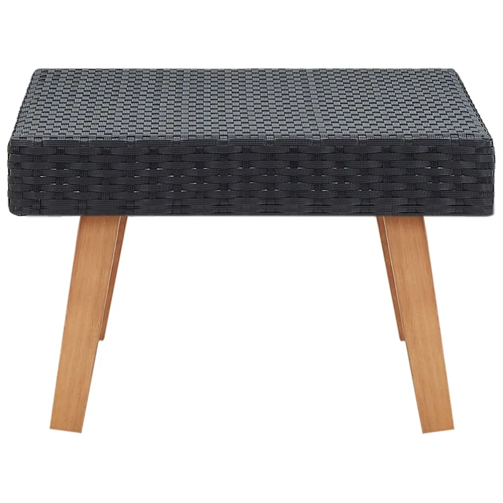 Coffee Table Garden Outdoor Side Table Solid Eucalyptus Wood PE Rattan