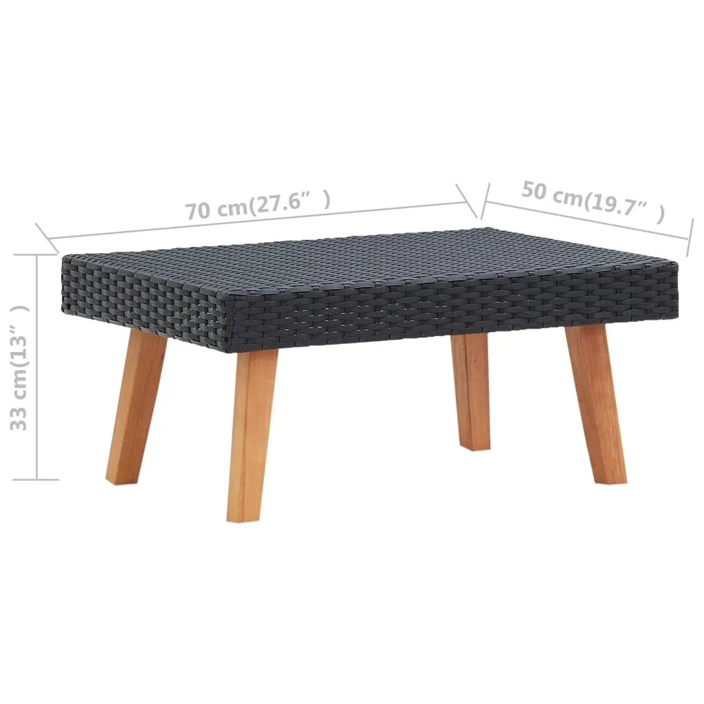 Coffee Table Garden Outdoor Side Table Solid Eucalyptus Wood PE Rattan