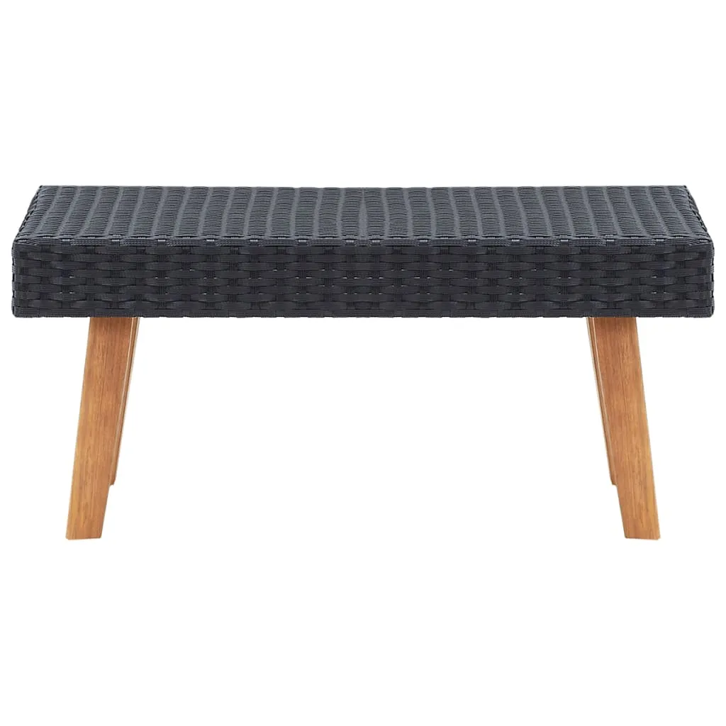 Coffee Table Garden Outdoor Side Table Solid Eucalyptus Wood PE Rattan