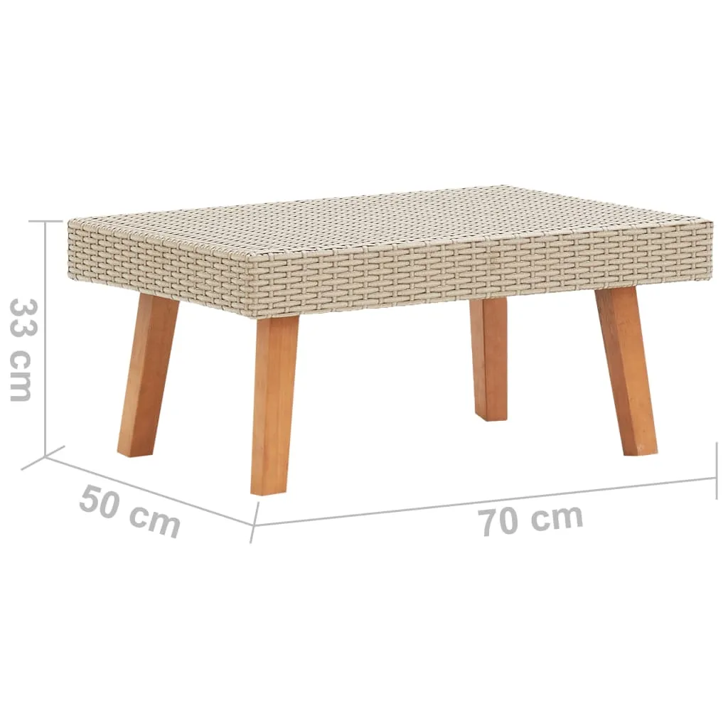 Coffee Table Garden Outdoor Side Table Solid Eucalyptus Wood PE Rattan