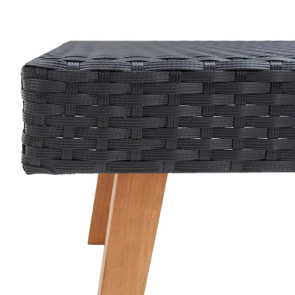 Coffee Table Garden Outdoor Side Table Solid Eucalyptus Wood PE Rattan