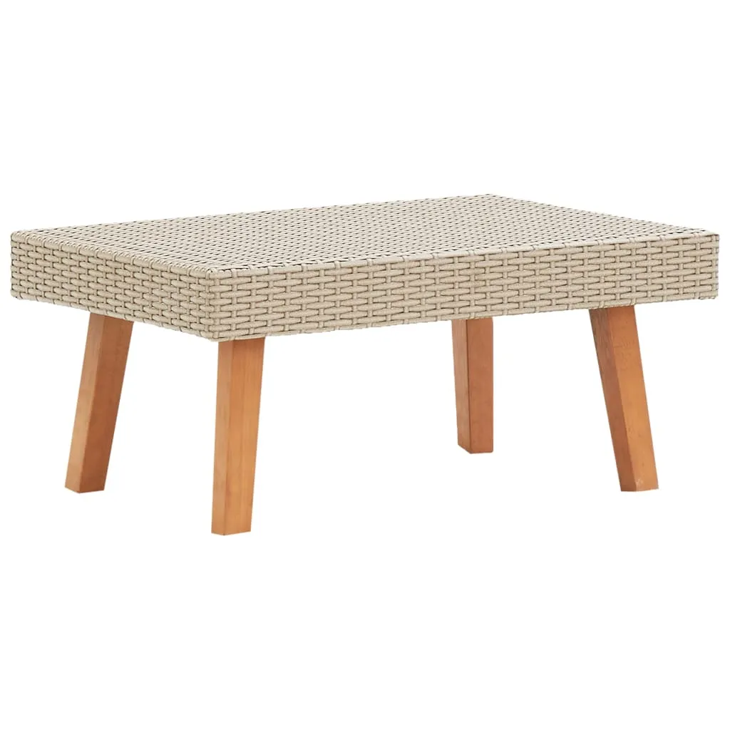 Coffee Table Garden Outdoor Side Table Solid Eucalyptus Wood PE Rattan