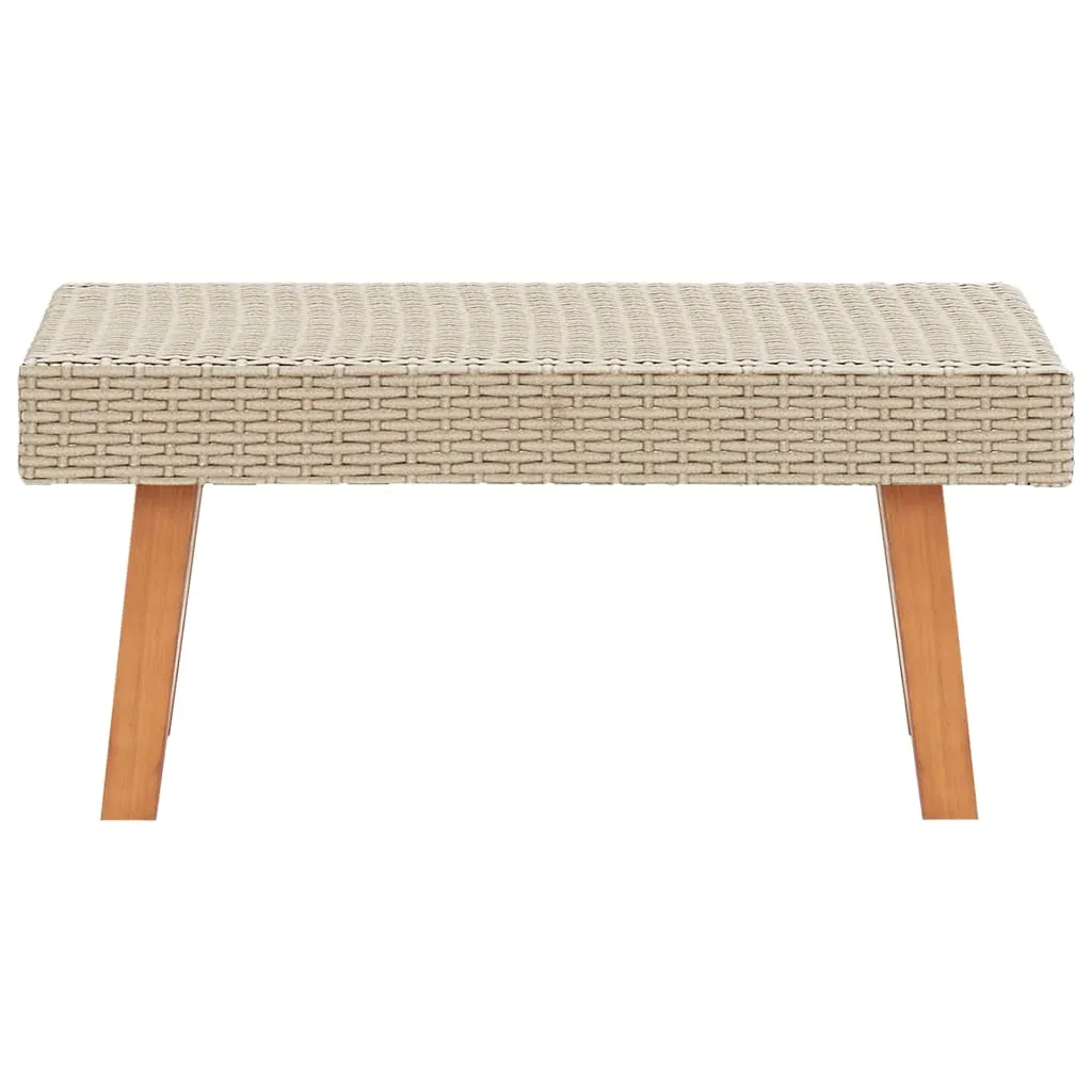 Coffee Table Garden Outdoor Side Table Solid Eucalyptus Wood PE Rattan