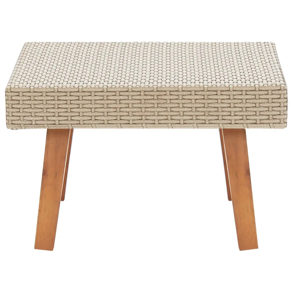 Coffee Table Garden Outdoor Side Table Solid Eucalyptus Wood PE Rattan