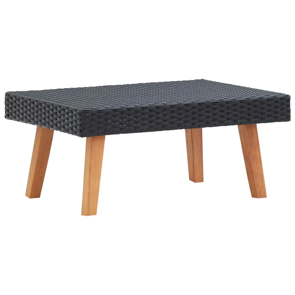 Coffee Table Garden Outdoor Side Table Solid Eucalyptus Wood PE Rattan