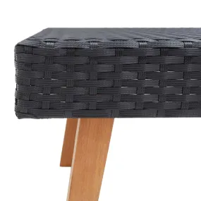 Coffee Table Garden Outdoor Side Table Solid Eucalyptus Wood PE Rattan