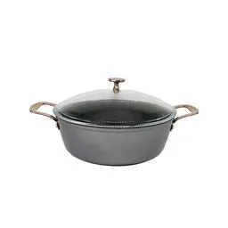 Cookware Non-Stick Pot with Glass Lid with Rose Gold Handle 24cm SGN2003