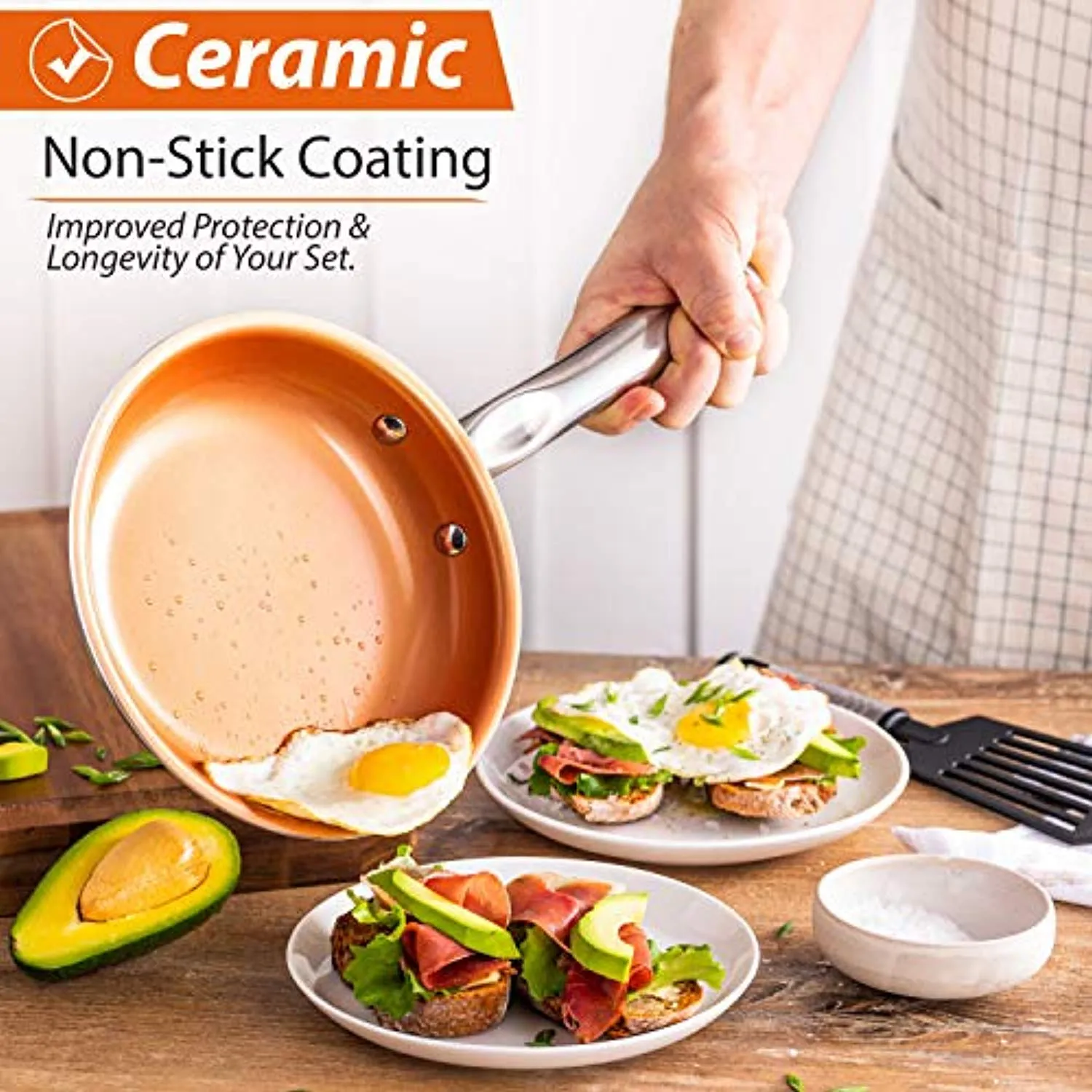 Copper Pots and Pans Set - 13pc Copper Cookware