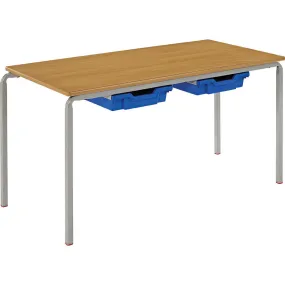 Crushed Bent Classroom Table - Rectangular with 2 trays