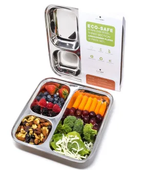ecozoi Stainless Steel Dinner Plates, Reusable, 3 Compartments, 2 Pack