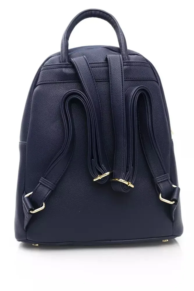 Elegant Blue Backpack with Golden Accents