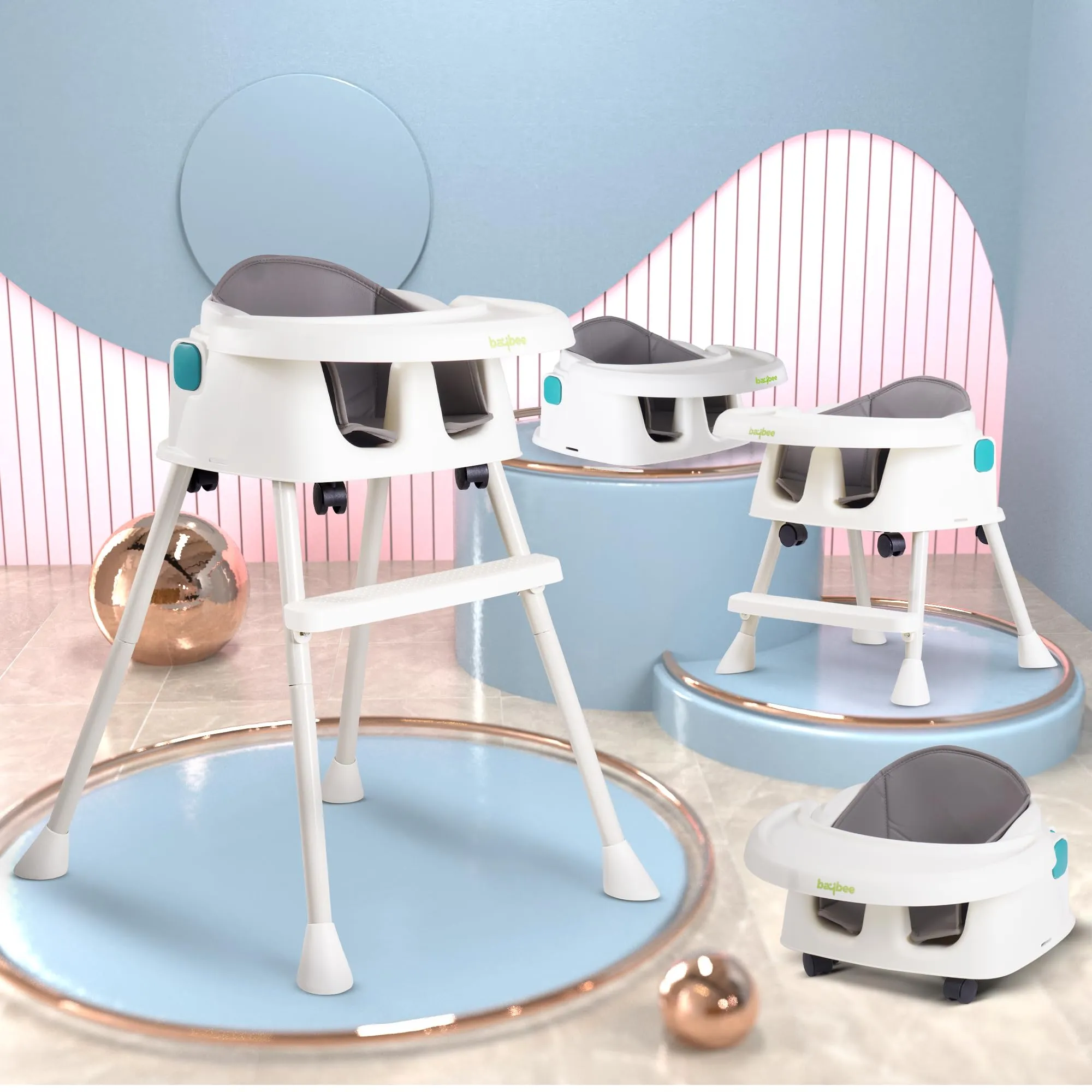 EvolveEats 4 in 1 Convertible High Chair for Kids with Adjustable Comfortable Seat
