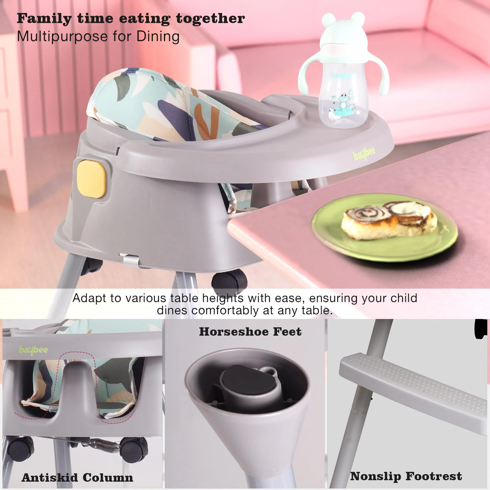 EvolveEats 4 in 1 Convertible High Chair for Kids with Adjustable Comfortable Seat