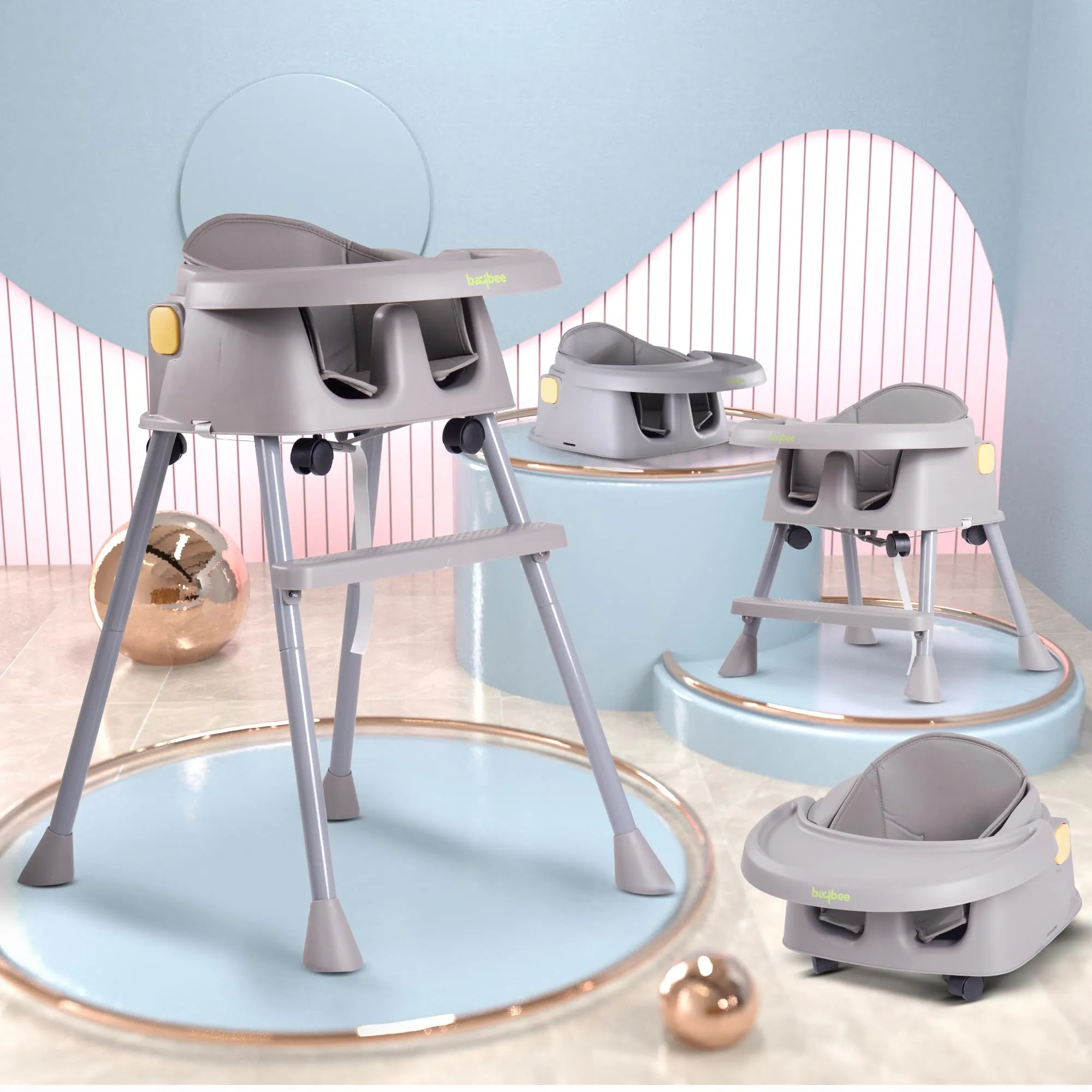 EvolveEats 4 in 1 Convertible High Chair for Kids with Adjustable Comfortable Seat