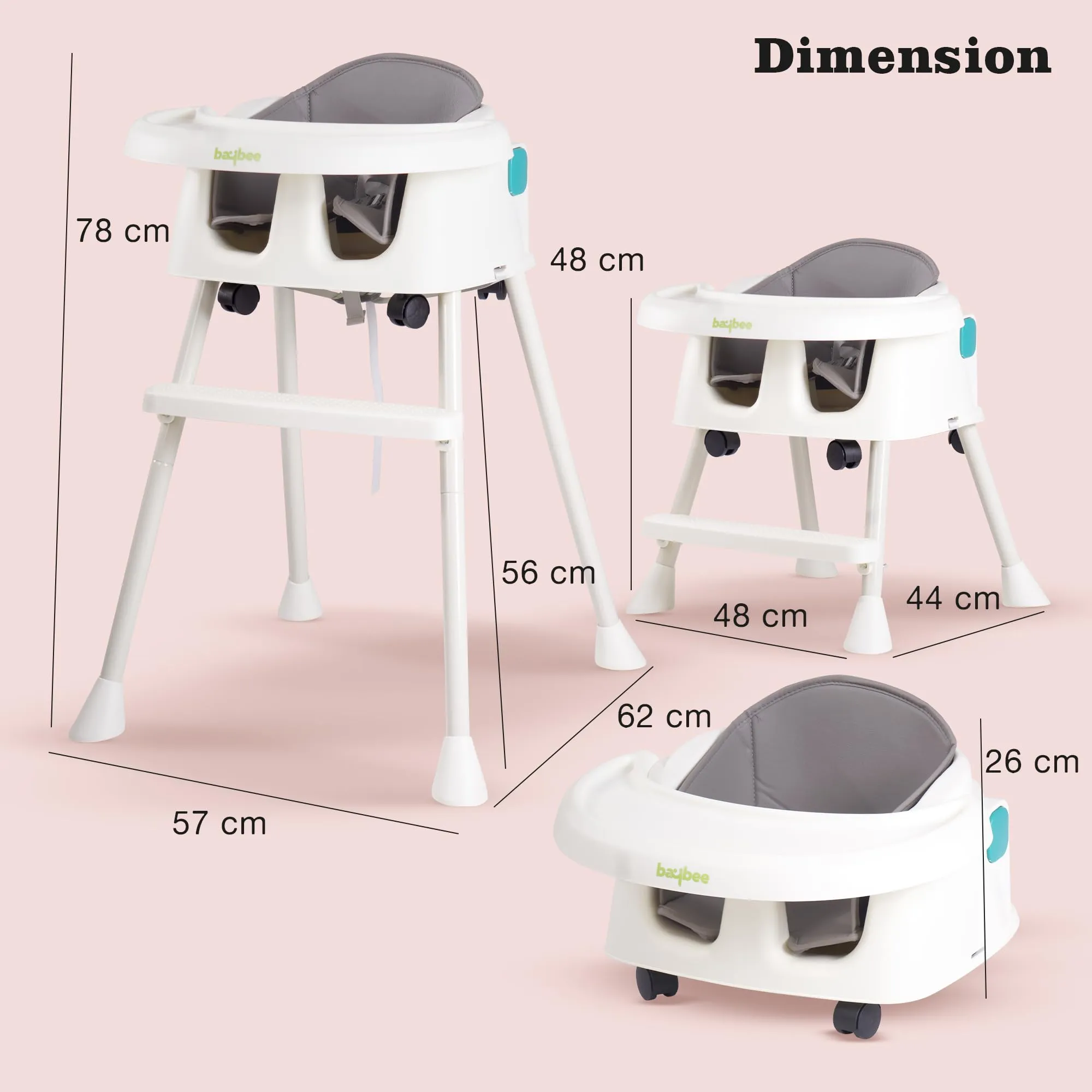 EvolveEats 4 in 1 Convertible High Chair for Kids with Adjustable Comfortable Seat