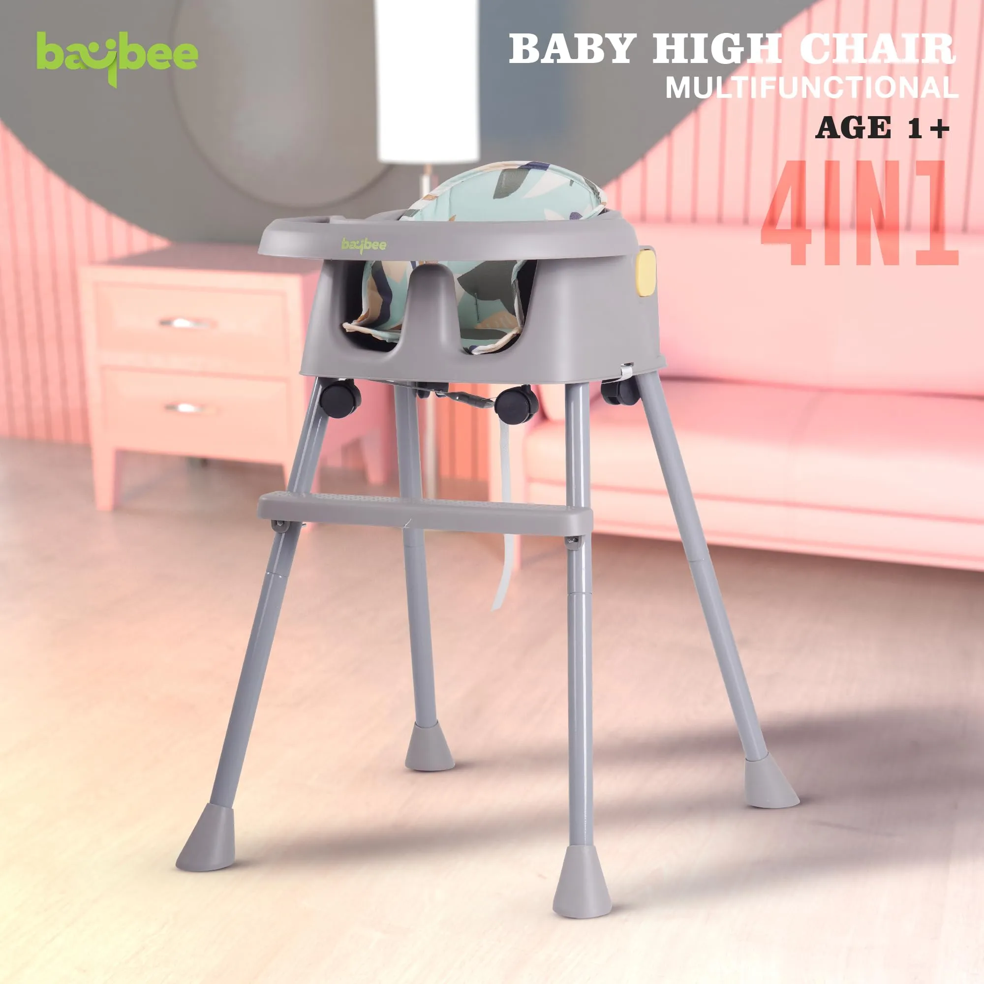 EvolveEats 4 in 1 Convertible High Chair for Kids with Adjustable Comfortable Seat