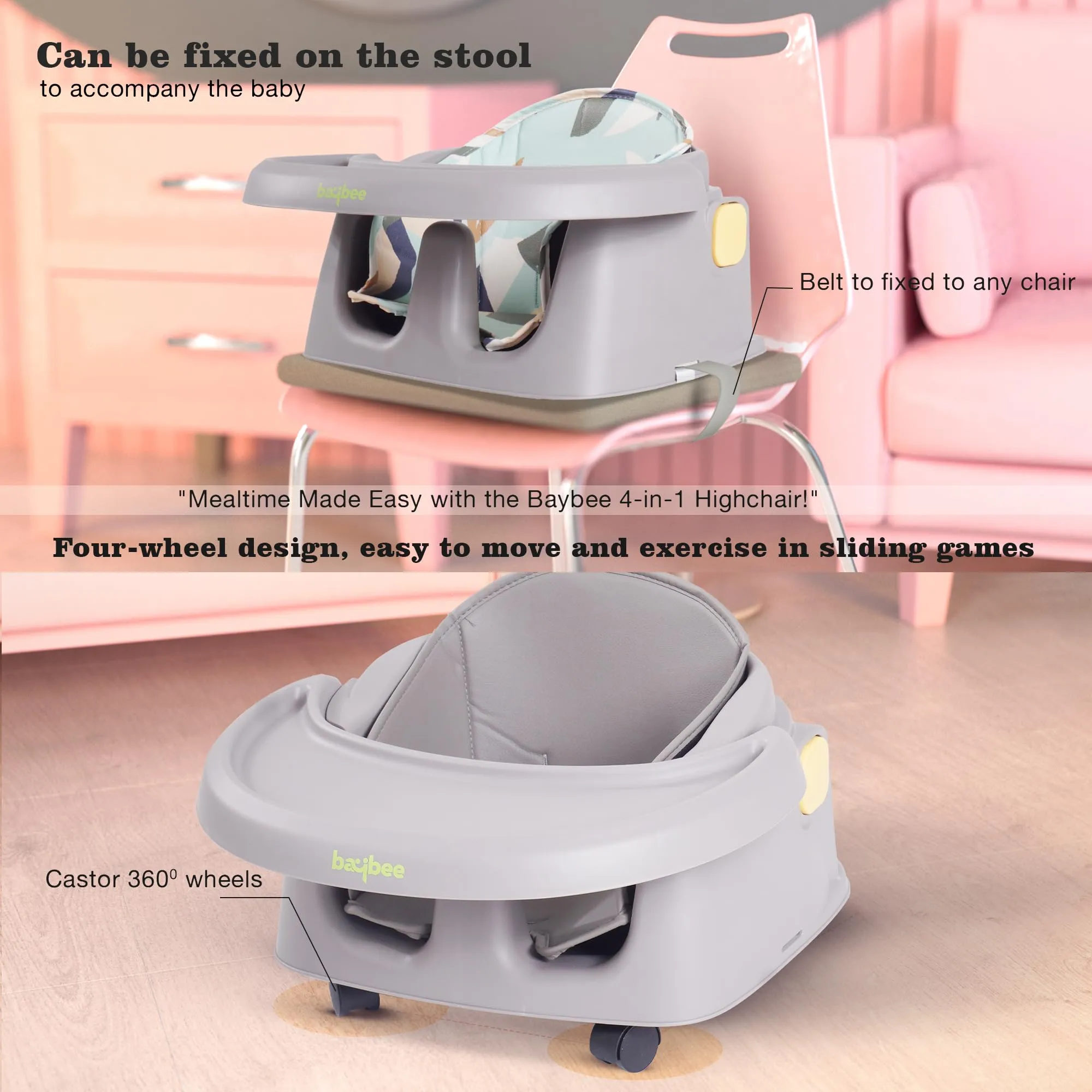 EvolveEats 4 in 1 Convertible High Chair for Kids with Adjustable Comfortable Seat