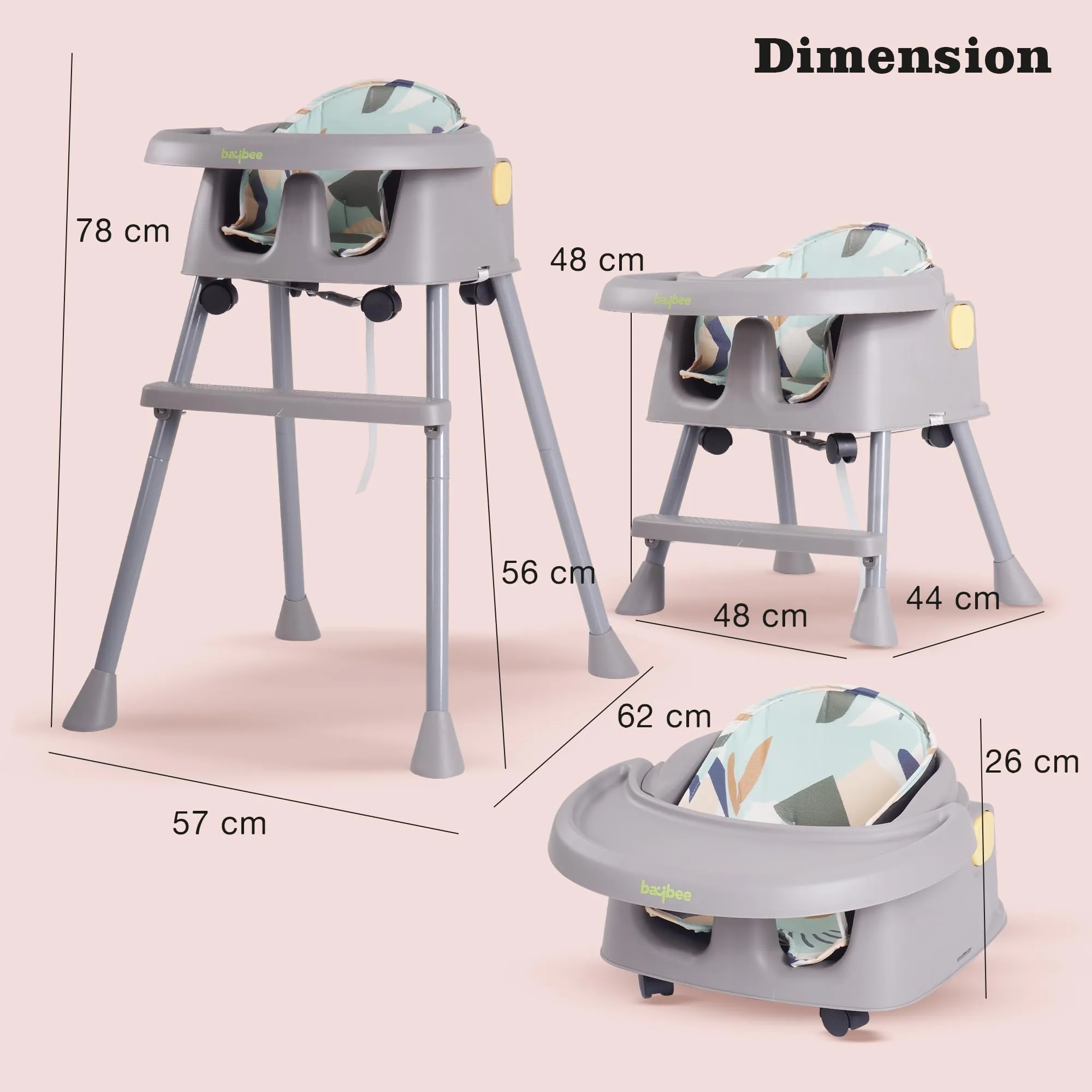 EvolveEats 4 in 1 Convertible High Chair for Kids with Adjustable Comfortable Seat